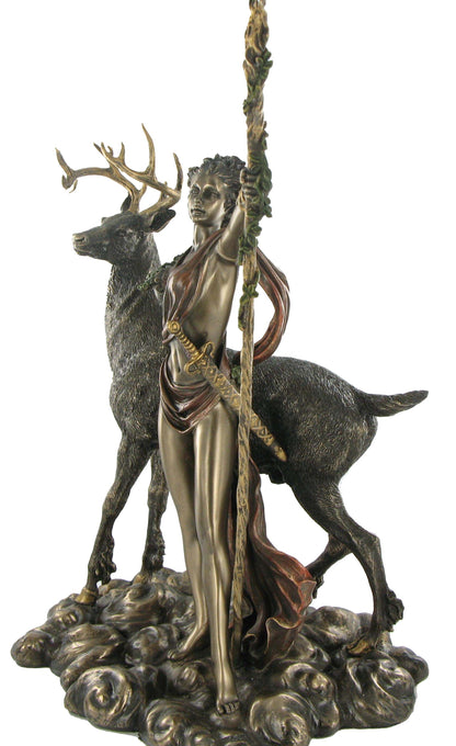 Moon Diana bronze statue angle view detailed Roman goddess huntress figurine