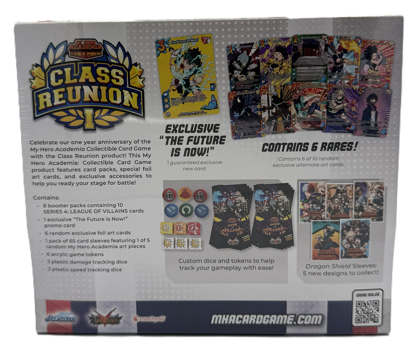 My Hero Academia Class Reunion 1 collector box back contents and card details
