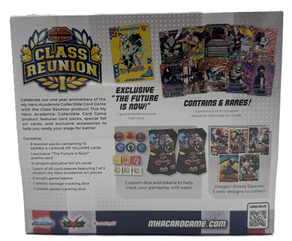 My Hero Academia Class Reunion 1 collector box back contents and card details
