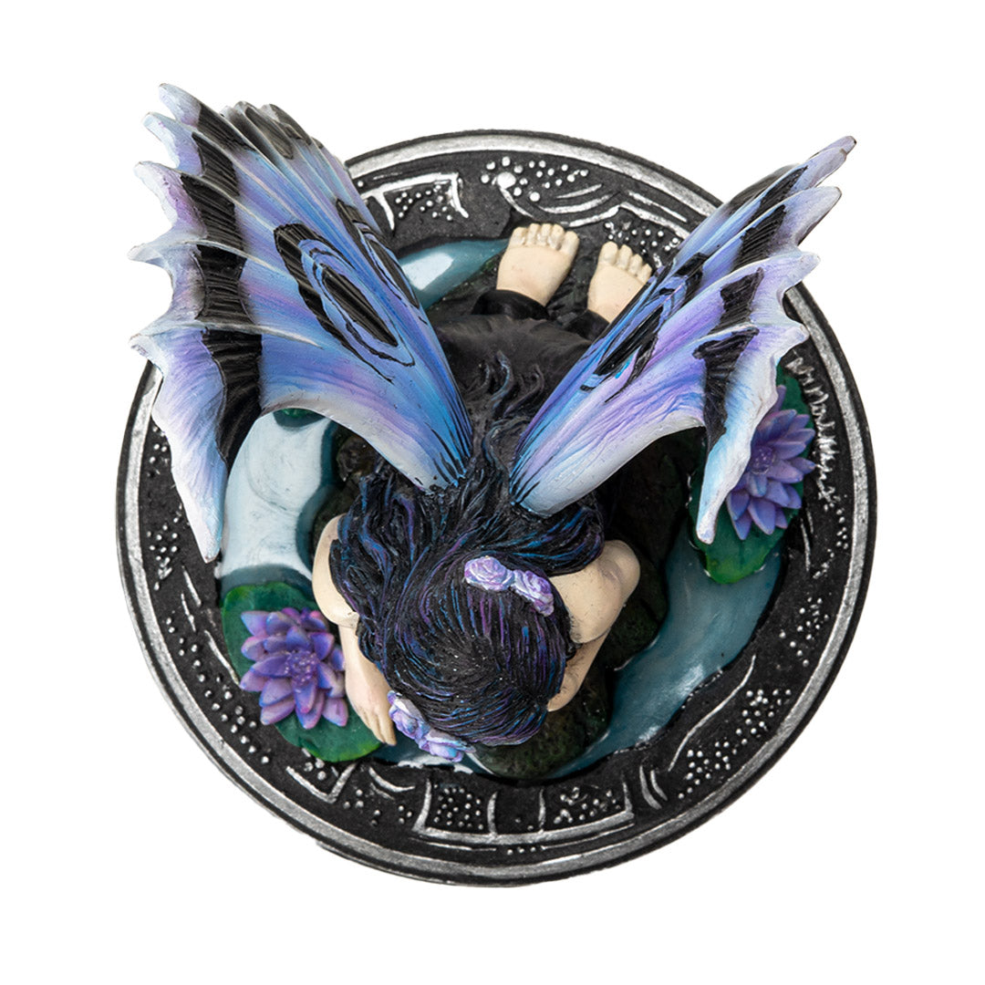 Top view of Naiad fairy box showing wings and water lily details
