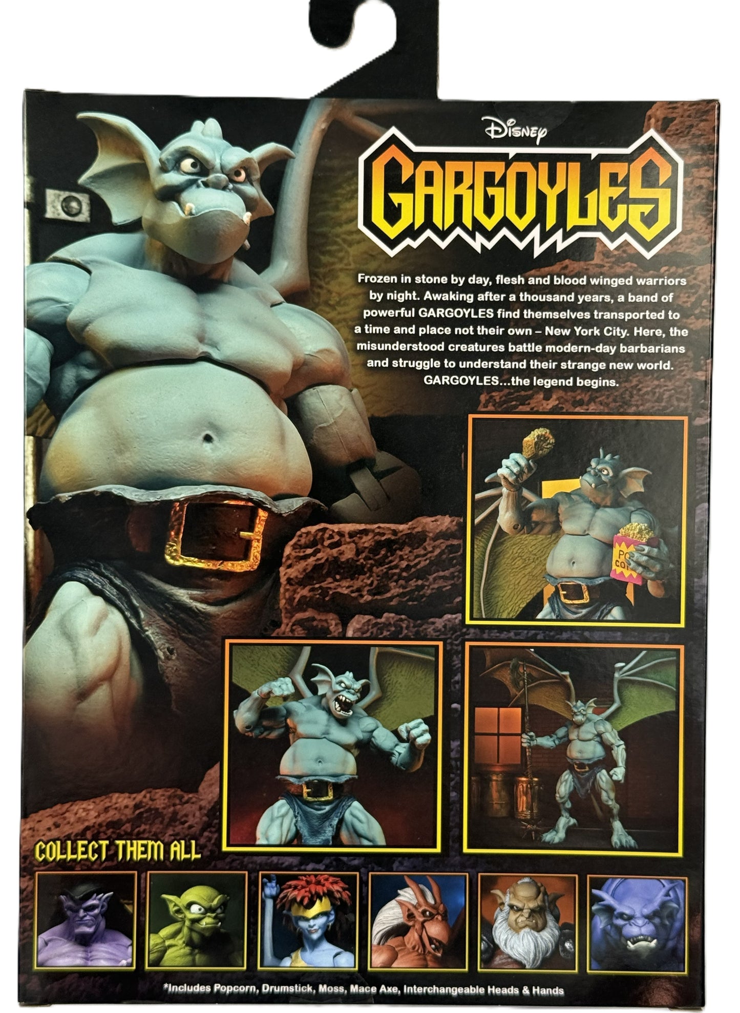 NECA Gargoyles Broadway figure back packaging details and accessories preview
