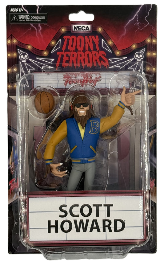 NECA Toony Terrors Teen Wolf Scott Howard figure front view showing stylized character in packaging
