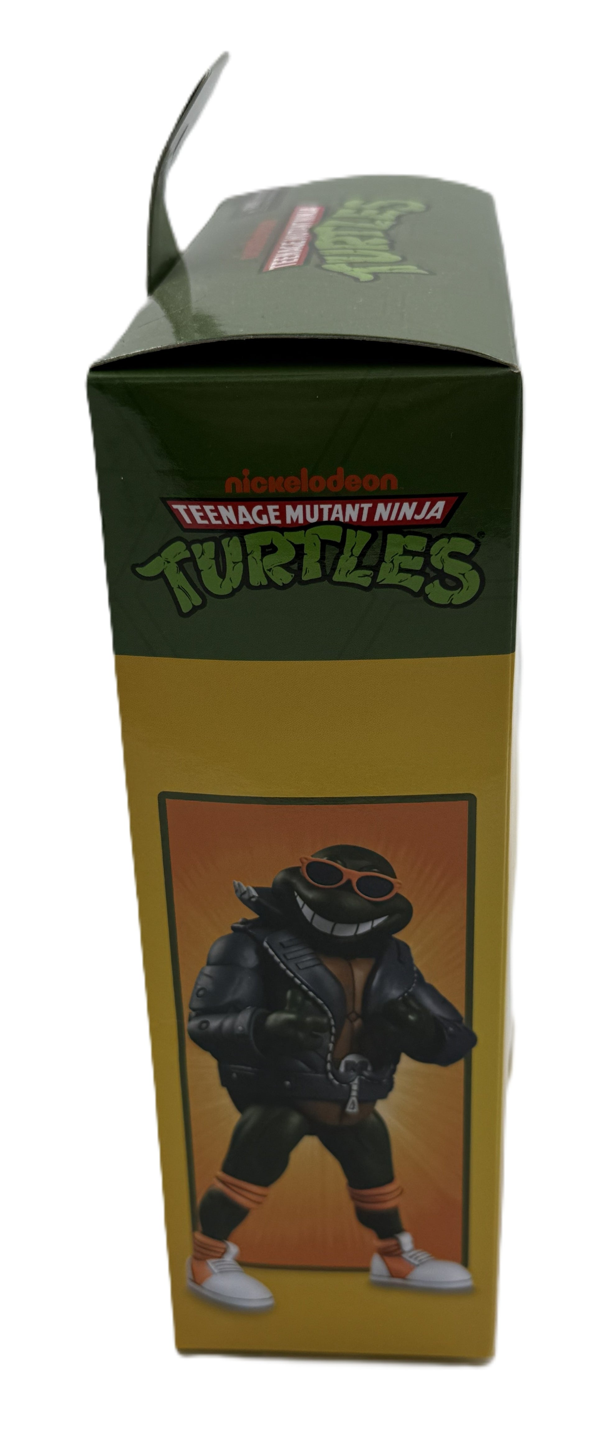 Left side of the Nickelodeon Teenage Mutant Ninja Turtles Punk Michelangelo action figure packaging with character artwork.
