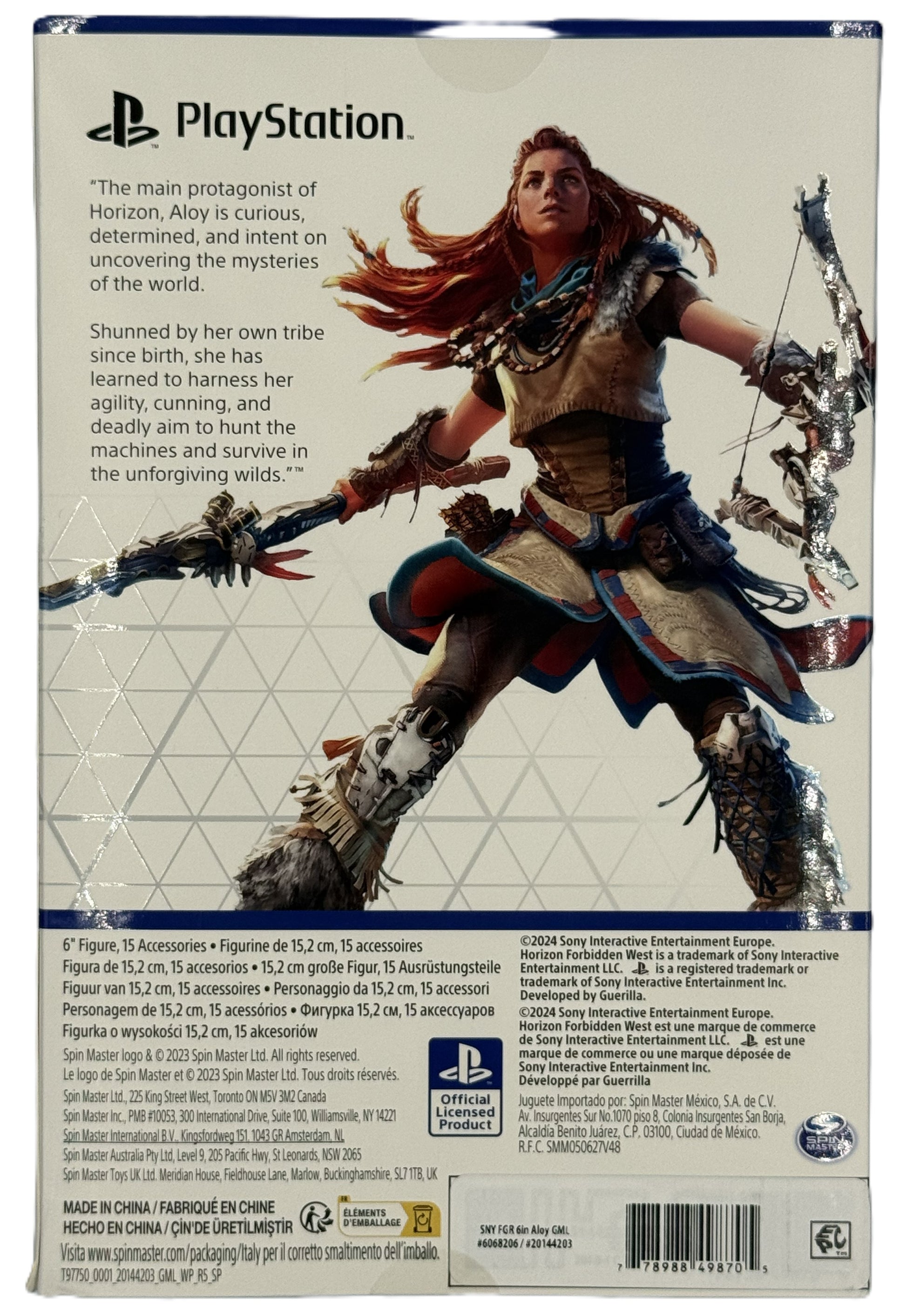 PlayStation Horizon Forbidden West Aloy action figure back packaging details and accessories
