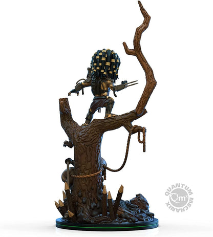 rear view of Predator Q-Fig Max Elite diorama showing detailed tree and jungle base

