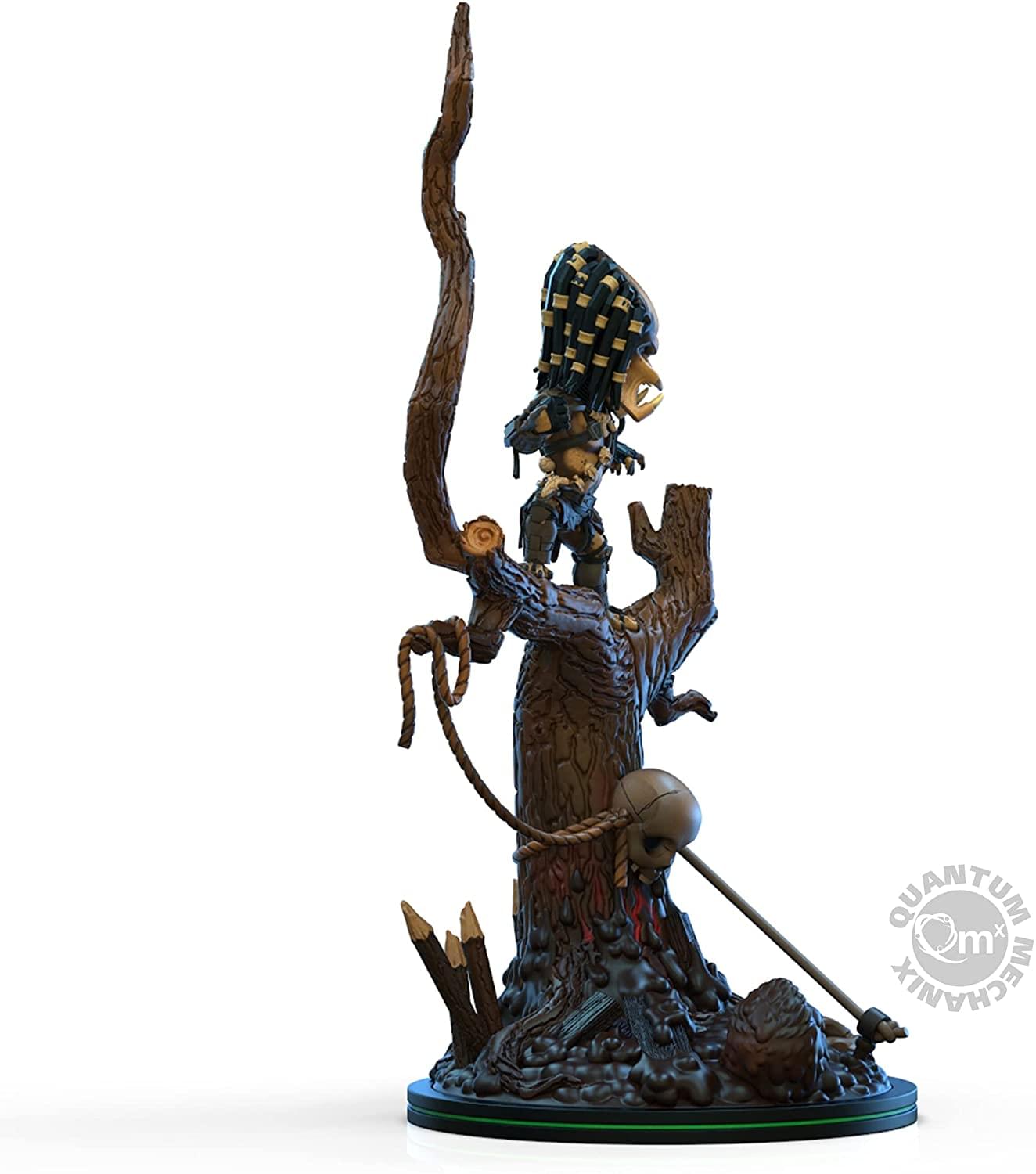 left side view of Predator Q-Fig Max Elite diorama with skulls and weapon details
