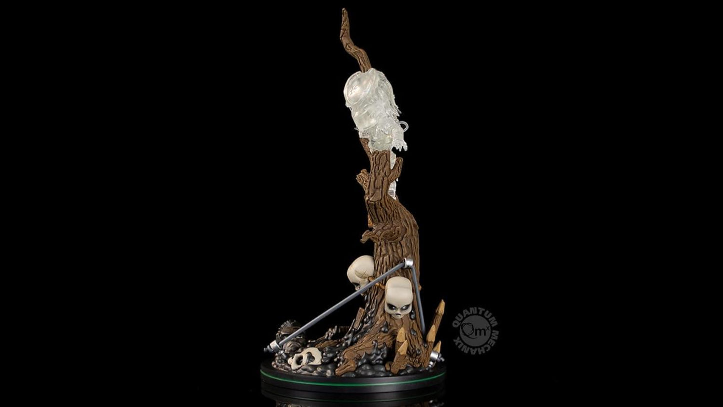 side view of Predator Shiftsuit Q-Fig Max Elite diorama with skulls and jungle base
