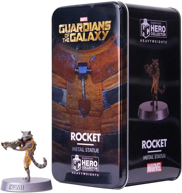 Rocket heavyweights statue collector tin with Guardians of the Galaxy design
