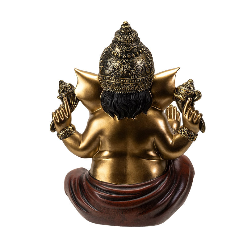 Back view of Ganesha statue showing detailed crown and sculpted design

