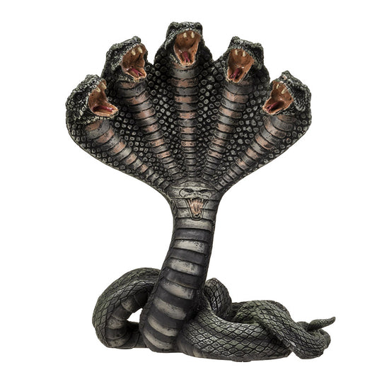 Front view of multi headed Sheshnag serpent statue with detailed cobra heads and scales
