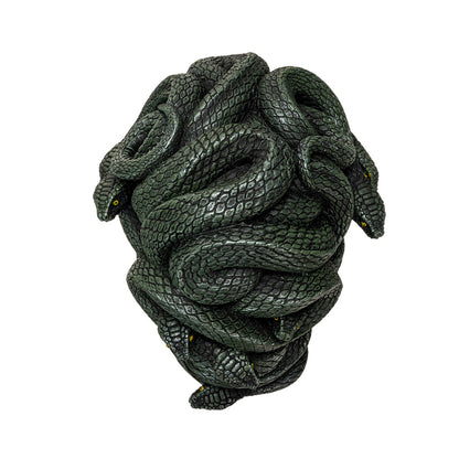 Top view of snake skull decor highlighting intricate scale texture
