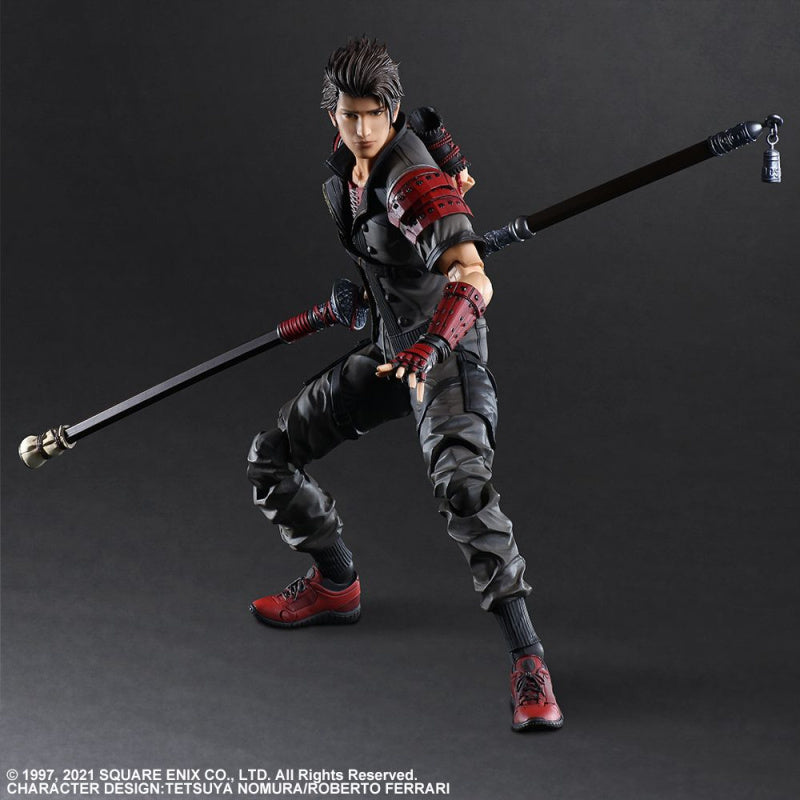 Sonon Kusakabe Play Arts Kai figure in dynamic action pose with staff
