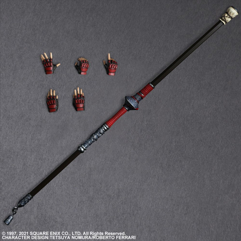 Sonon Kusakabe Play Arts Kai staff weapon and interchangeable hands close up

