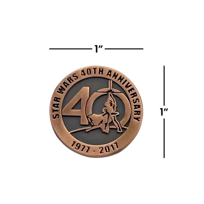 Star Wars 40th anniversary pin size comparison 1 inch collectible badge