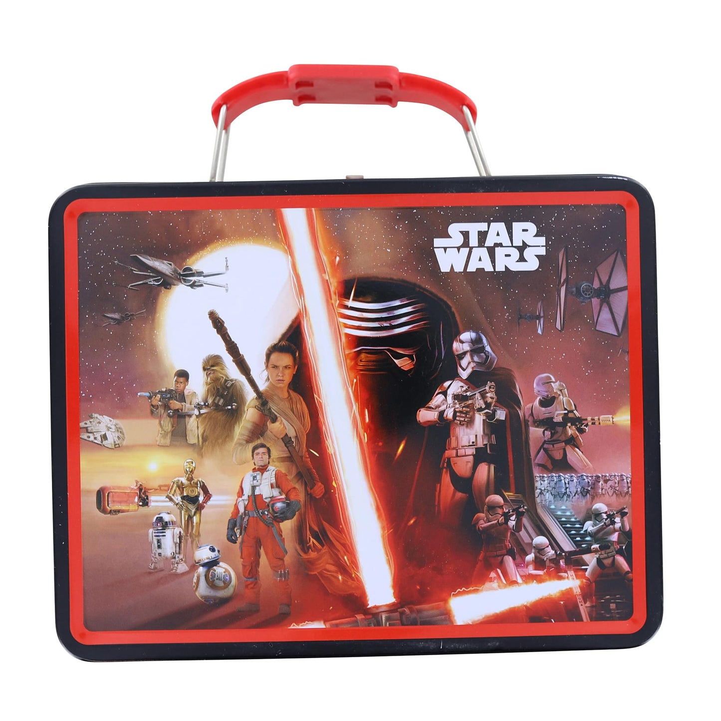 Star Wars Force Awakens tin lunchbox front with Kylo Ren and characters artwork
