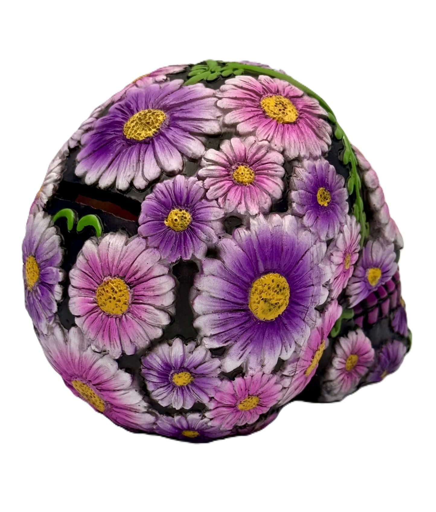 Back view showing coin slot and full floral pattern coverage
