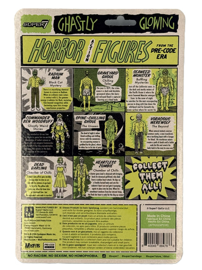 Super7 Chamber of Chills Toxic Glow figure back showing comic-style character lineup and details

