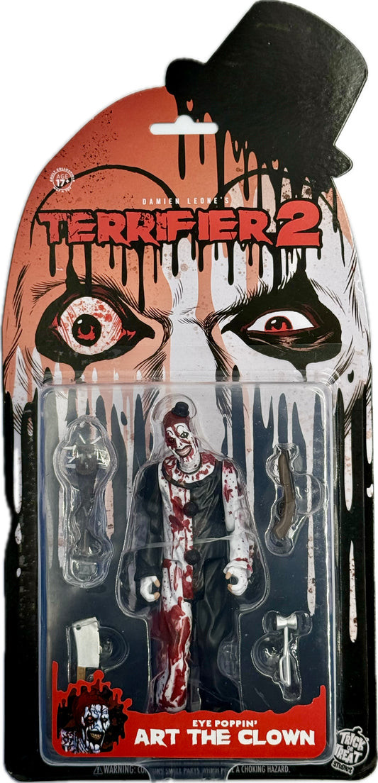 Terrifier 2 Art the Clown eye poppin figure in packaging horror collectible Trick or Treat Studios
