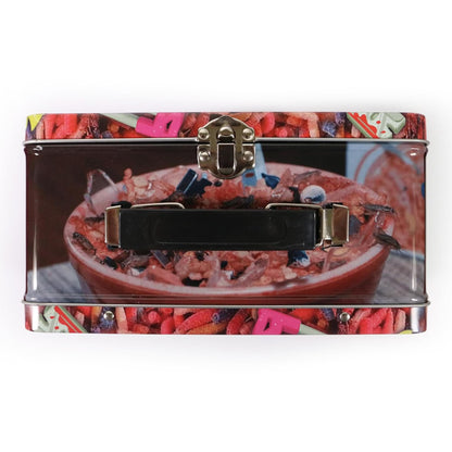 top view of Terrifier lunch box showing handle and latch detail

