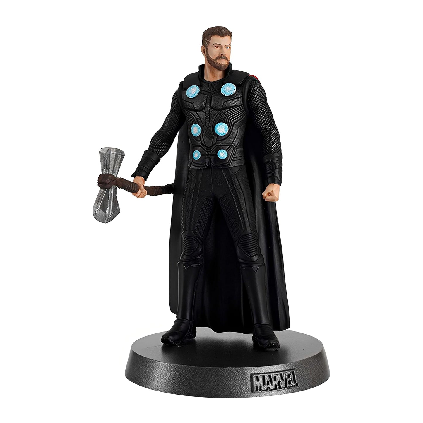 angled view of Thor heavyweights metal statue showing armor and Stormbreaker detail
