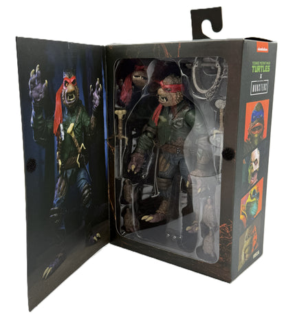 Collector window box opened to display the Raphael as The Wolf Man Ultimate Action Figure and accessories.