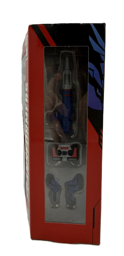 Side view of Transformers R.E.D. Soundwave packaging showing the figure's blaster, cassette accessory, and interchangeable hands.