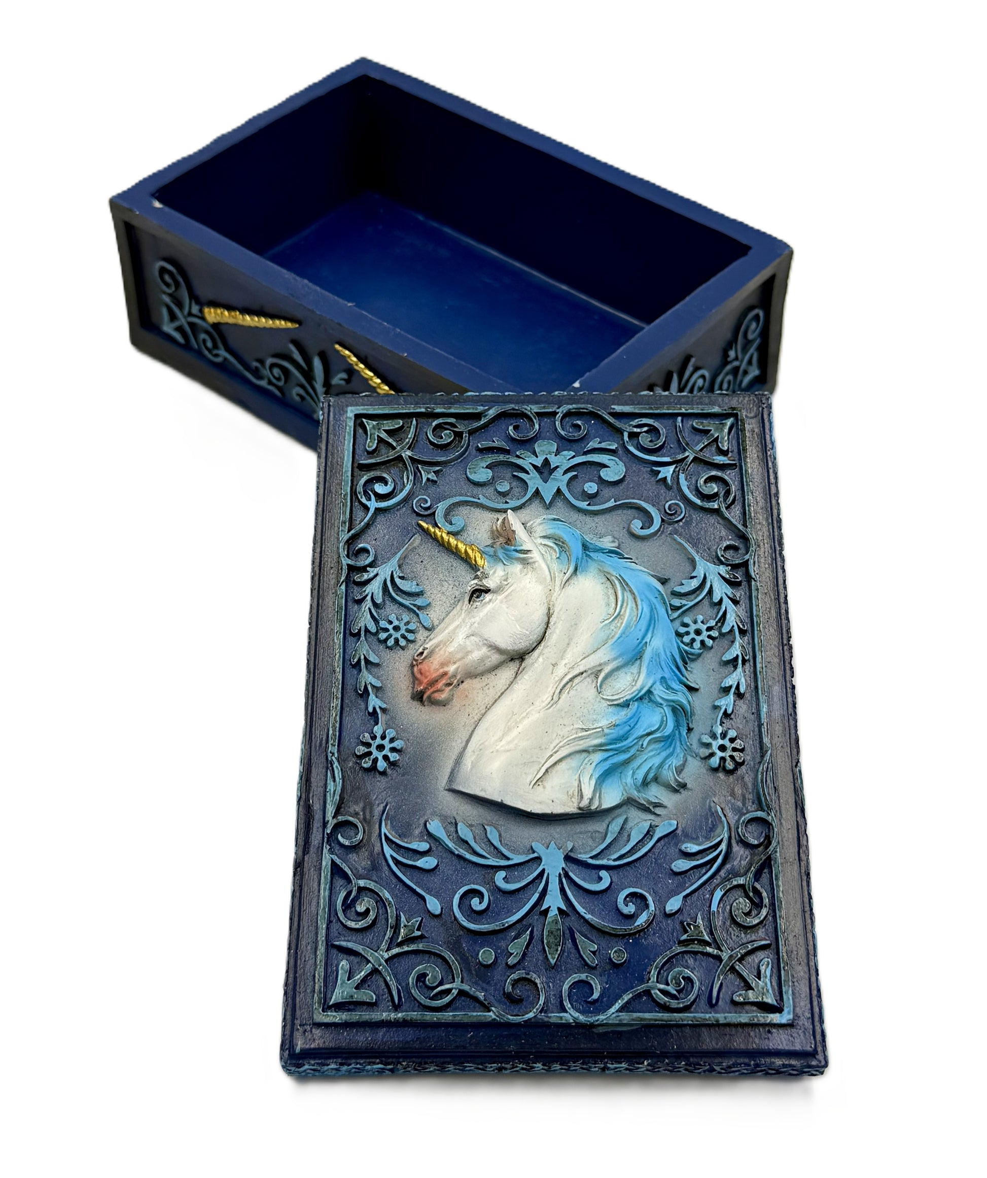 Open box view displaying interior storage space for tarot cards and keepsakes
